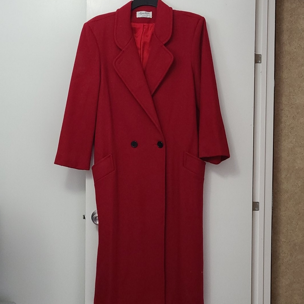 Red Wool Blend Coat, size L